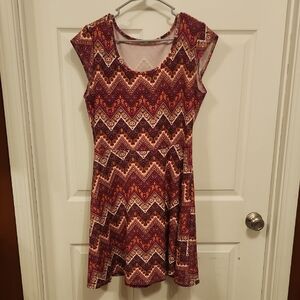 Chevron Patterned Dress - Multicolor